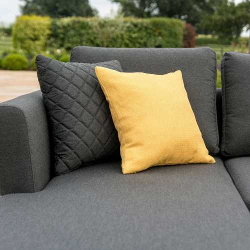 Maze Set Of 2 Quilted Outdoor Cushions Charcoal Black Square Garden